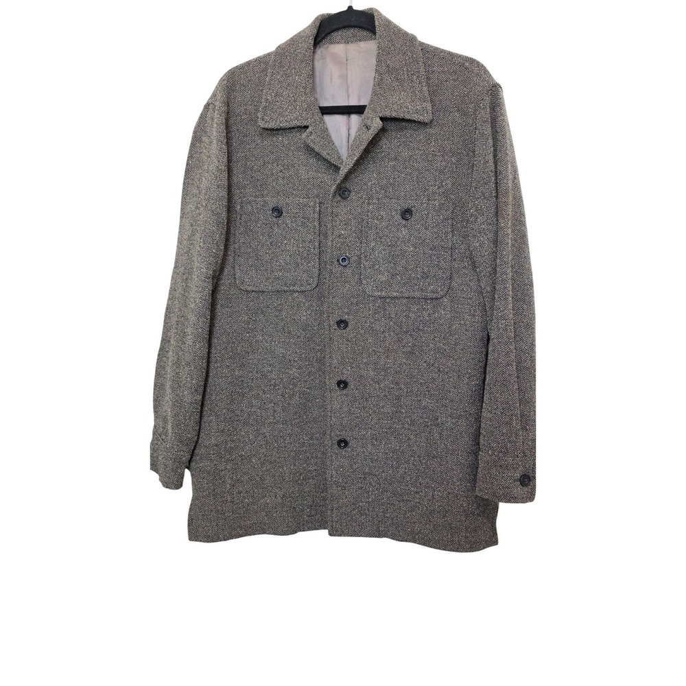 Axis Men's M Herringbone Wool Blend Button-Up Jacket Made In‎ Italy